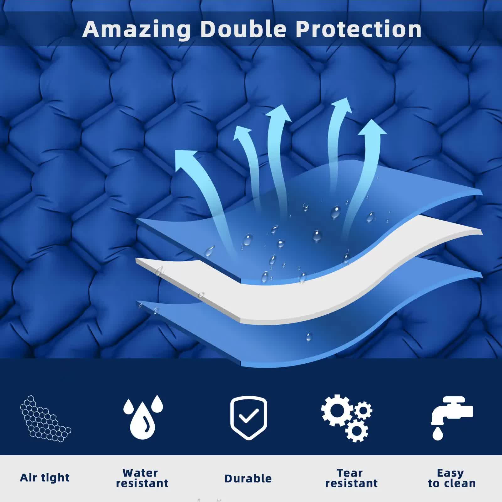 Peacock blue Portable Outdoor Inflatable Mat - Foot-Operated Camping Sleeping Pad 3