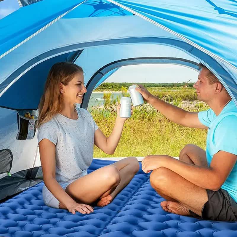 Peacock blue Portable Outdoor Inflatable Mat - Foot-Operated Camping Sleeping Pad 6