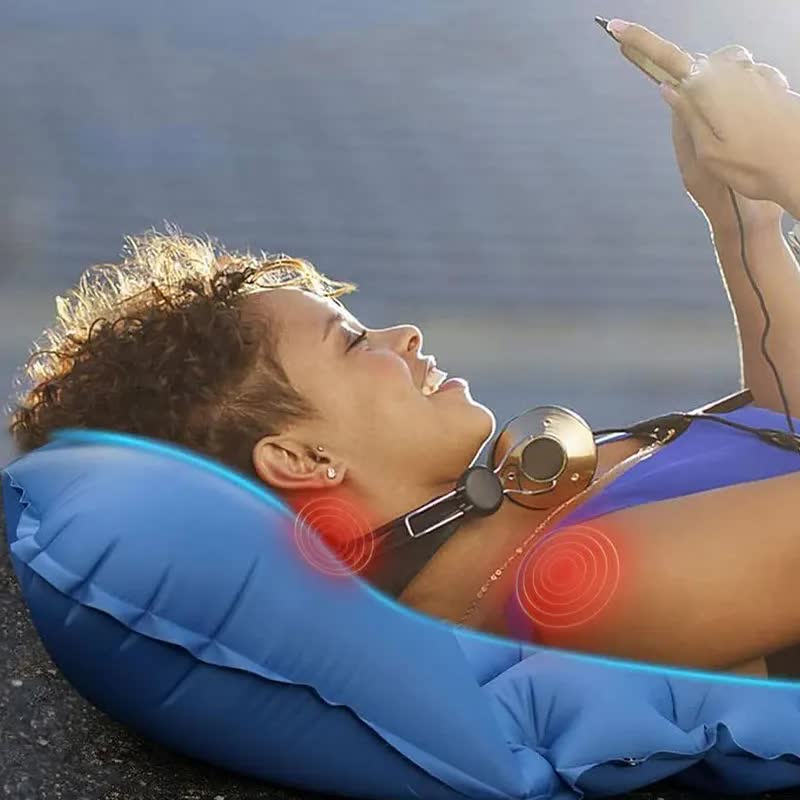 Orange Portable Outdoor Inflatable Mat - Foot-Operated Camping Sleeping Pad 7