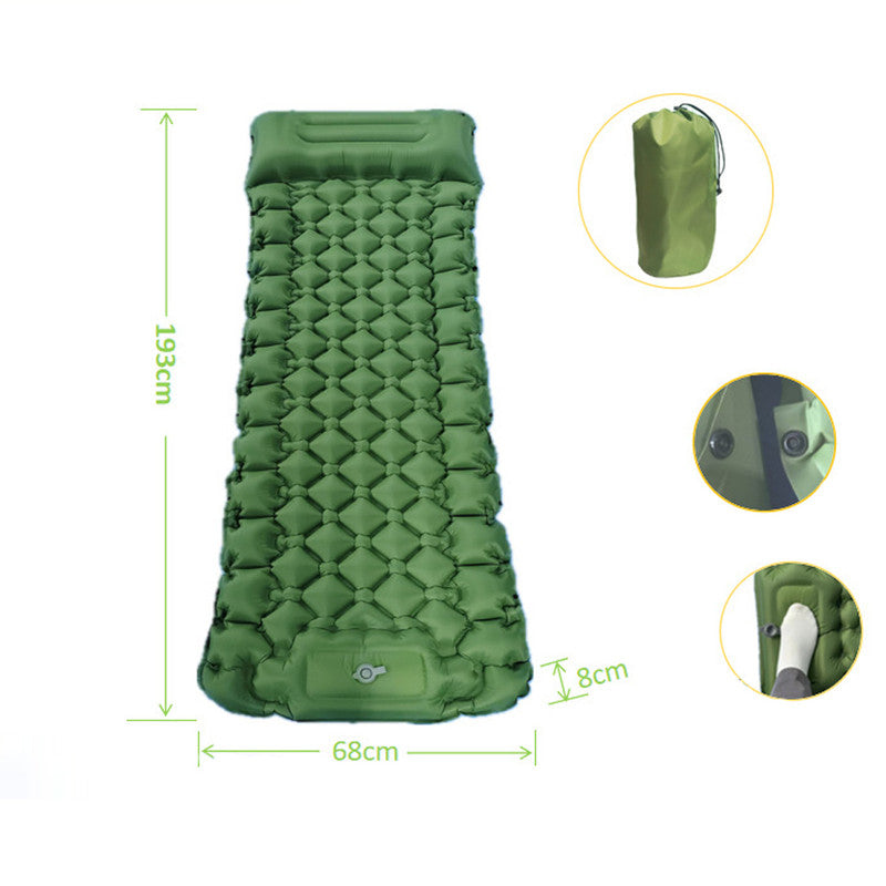 Orange Portable Outdoor Inflatable Mat - Foot-Operated Camping Sleeping Pad 8