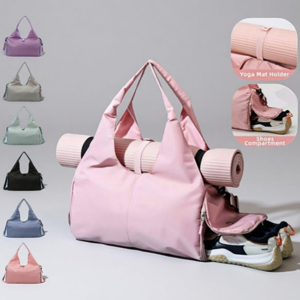 Grey Stylish Women's Travel Bag - Large-Capacity Fitness & Yoga Bag with Separate Shoe Compartment 3