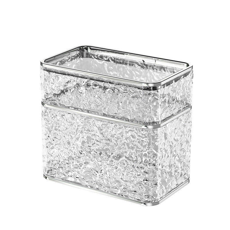 2PCS Stylish Double-Layer Transparent Grey Wave-Textured Tissue Box Holder - Stylish Bathroom Storage 4