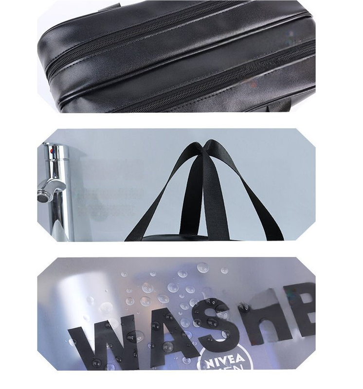 2PCS Dual-Layer Transparent PU Cosmetic Pouch - Wet and Dry Separation, Large size(31*15*20cm)- Pink 4