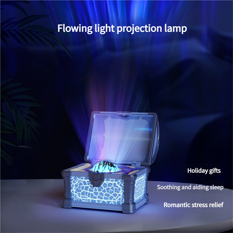 Treasure Chest Projection Lamp with Bluetooth Speaker and Mood Light, Blue 5
