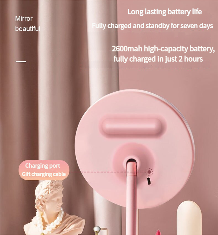 3PCS LED Makeup Mirror with Lights - Portable Tabletop Vanity Mirror, INS Style, Pink