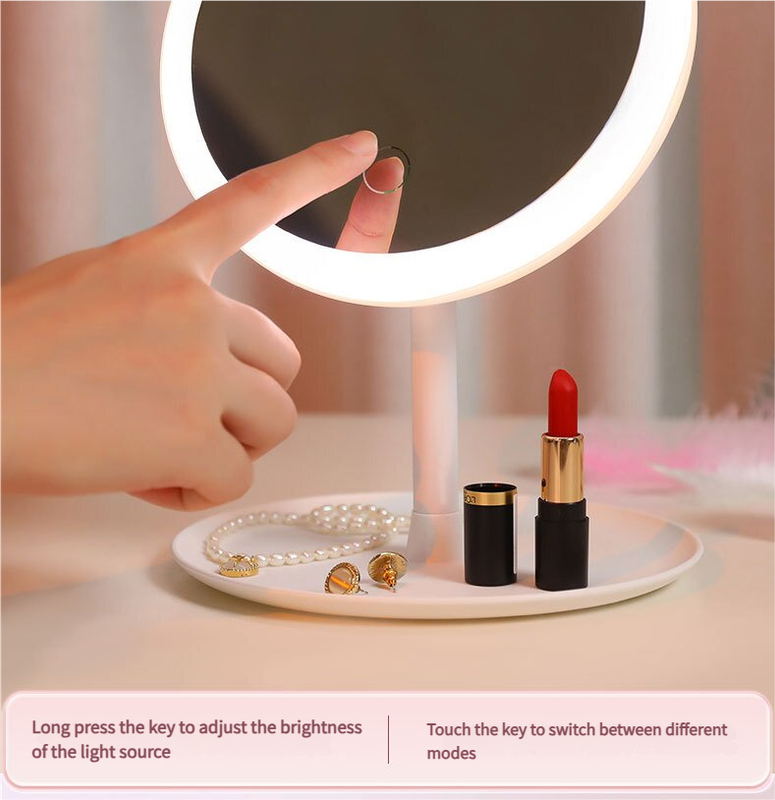 3PCS LED Makeup Mirror with Lights - Portable Tabletop Vanity Mirror, INS Style, Pink 3