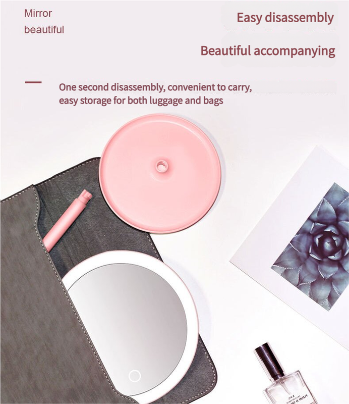 3PCS LED Makeup Mirror with Lights - Portable Tabletop Vanity Mirror, INS Style, Pink 4