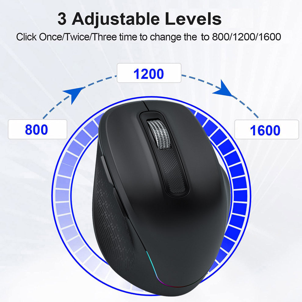 Ergonomic 2.4G Wireless & Bluetooth Dual Mode RGB Backlit Mouse with Type-C Charging - Silent Click for Laptop PC 5