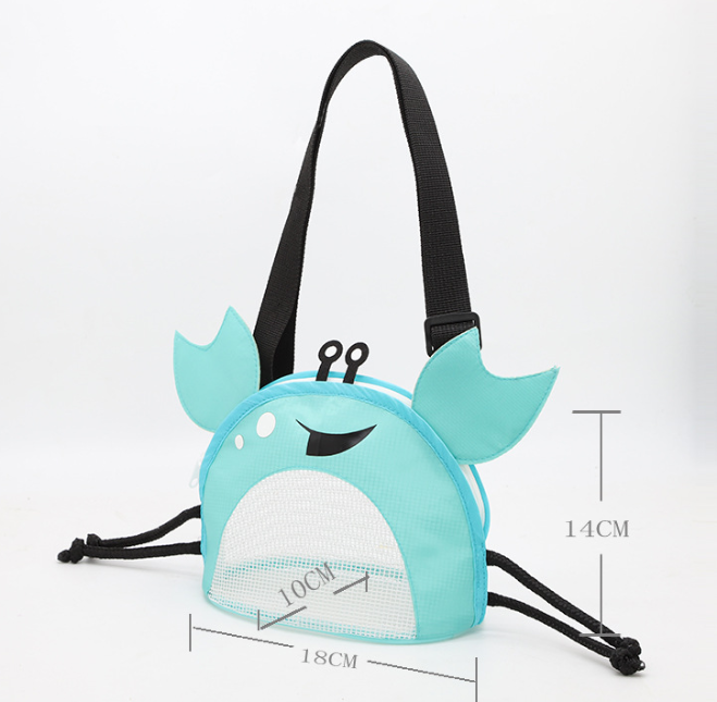 3 PCS Green Cute Crab Mesh Beach Bag for Kids - Shell Collecting Sand Toy Bag for Toddlers 3