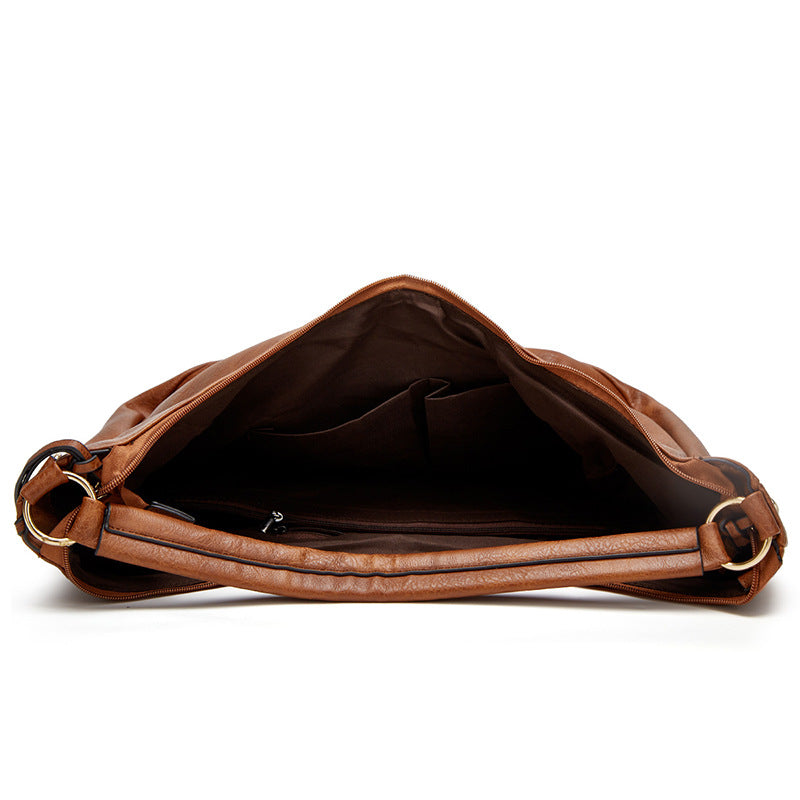 Black Distressed Faux Leather Hobo Bag - Large Capacity Shoulder Bag for Women 3