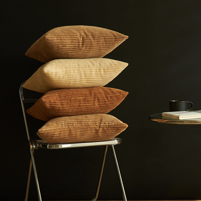 Navy Blue Set of 4 Corduroy Pillow Covers - Solid Color Minimalist Throw Cushion Covers - 45x45cm (Pillow Inserts are NOT Included)