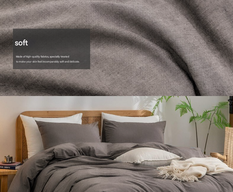 Beige Blue 1.8m (Duvet Cover 180*220cm) Luxurious Soft Brushed Microfiber 4-Piece Bedding Set - Pure Color Double Bed Duvet Cover with Fitted Sheet