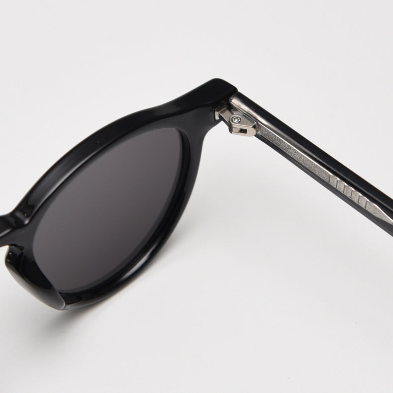 TraFrosted Yellow Tortoiseshell Feet Retro Round Polarized Sunglasses - Black Frame - Fashion UV Protection 4