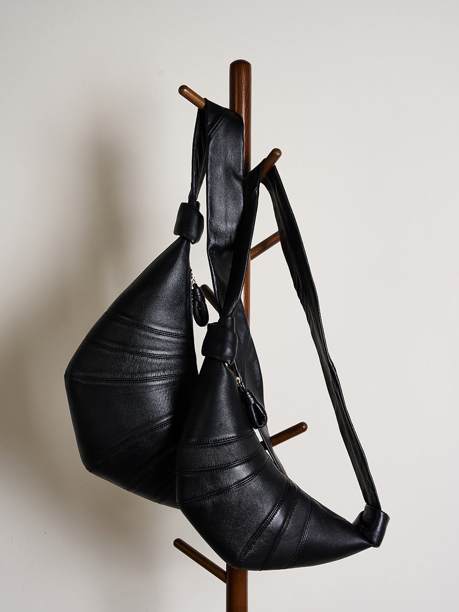 Middle Black Stylish Croissant Crossbody Bag - Elegant Horn-Shaped Design with Lazy Chic Vibes 5