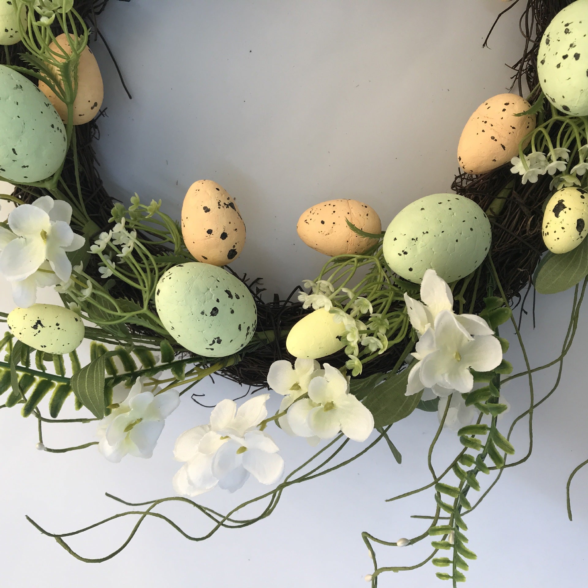 Elegant 45cm Easter Wreath - Vibrant Egg and Floral Design for Festive Door Decor 3