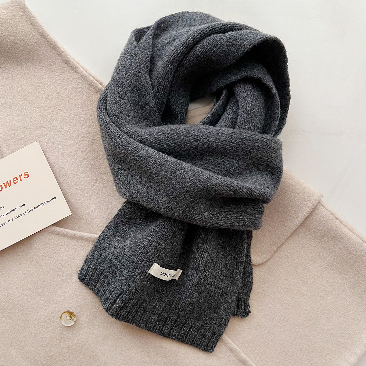 Dark Grey Luxurious 100% Wool Scarf for Women and Men - Soft, Warm, and Stylish