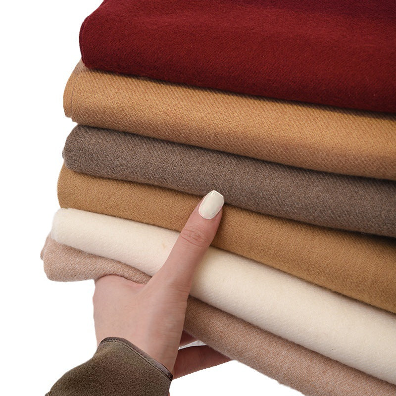 White 2 PCS Skin Red Solid Color Scarf Shawl with Tassels - Warm Korean Style Wrap (180cm x 70cm) 3
