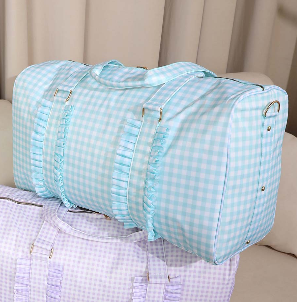 Green Travel Bag with Large Capacity - Stylish Striped Backpack for Short Trips, 40x28x10cm