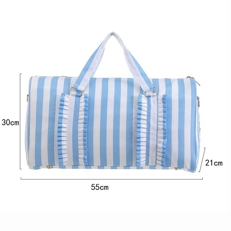 Blue Travel Bag with Large Capacity - Stylish Striped Backpack for Short Trips, 40x28x10cm 3