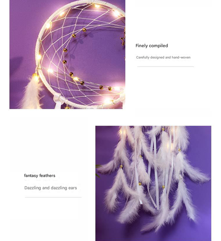 Light Yellow 2 PCS Mystic Moon Dreamcatcher Wind Chime Pendant - Elegant Lunar Design with Soothing Tones 3