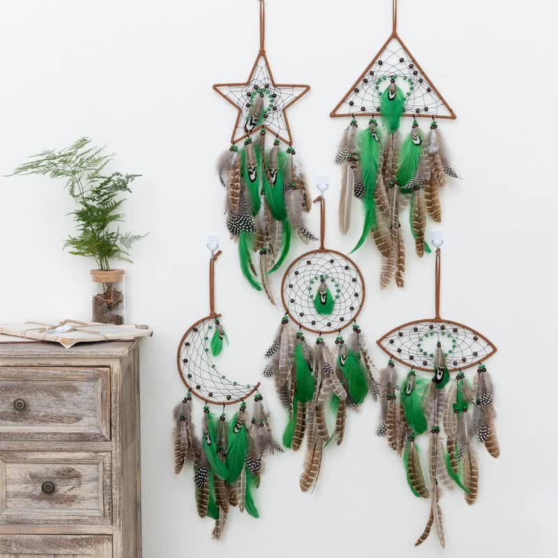 Crescent With Lights Boho Forest Dreamcatcher Wind Chime Pendant - INS Style Moonlit Serenity Decor 3