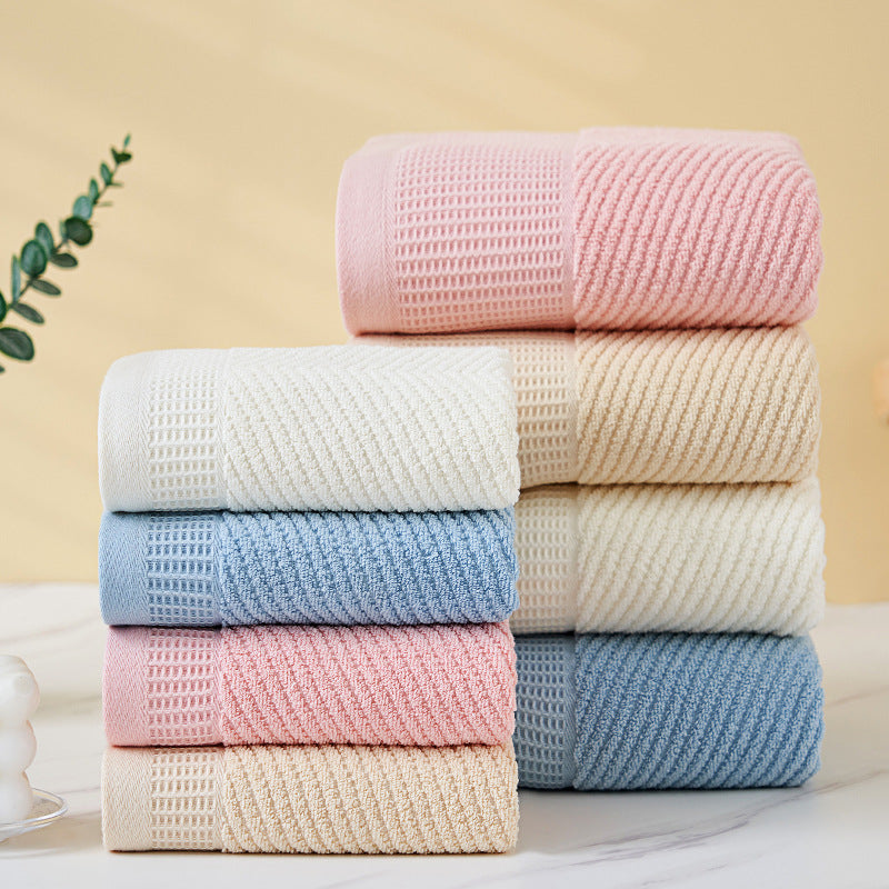 Pink Solid Color Diagonal Stripe Towel Set-Luxurious Bath and Hand Towels for Home Use Bath towel 140*70cm, face towel 75*35cm 4