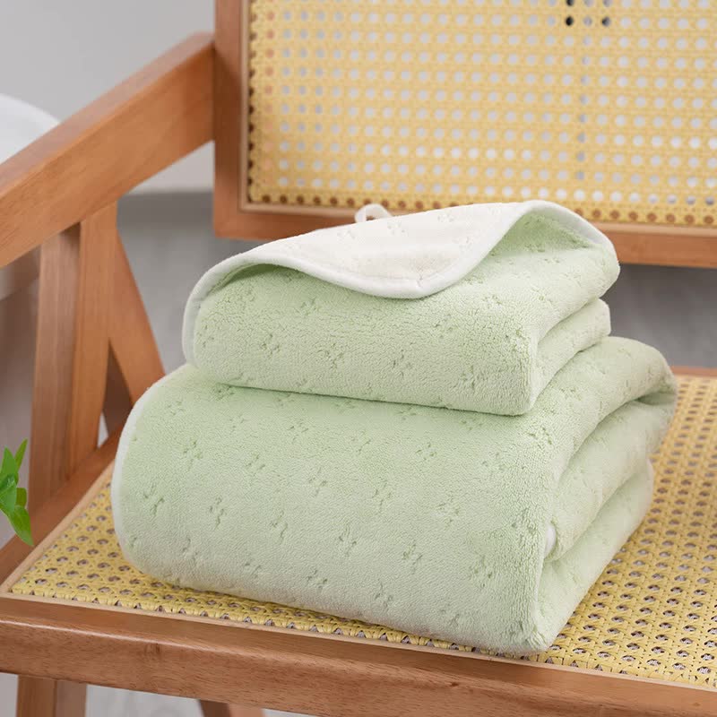 Bluish white Oversized Double-Sided Coral Fleece Bath Towel | Soft and Absorbent, Thick & Warm, 70x140cm 5