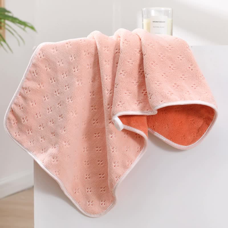 Pink-orange Oversized Double-Sided Coral Fleece Bath Towel | Soft and Absorbent, Thick & Warm, 70x140cm 4