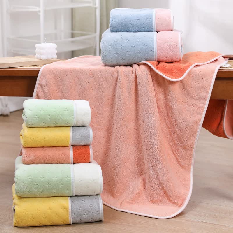 Pink-orange Oversized Double-Sided Coral Fleece Bath Towel | Soft and Absorbent, Thick & Warm, 70x140cm 3