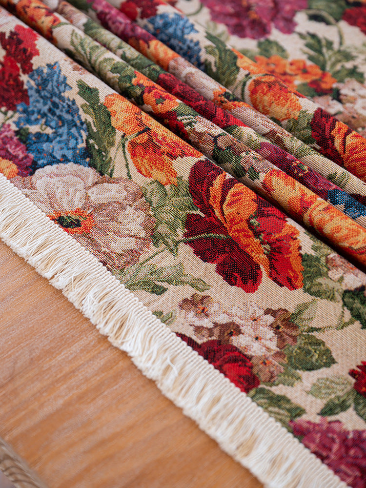 Floral Cotton Linen Tablecloth | Vintage Style Country Garden Design, 140*140cm 6