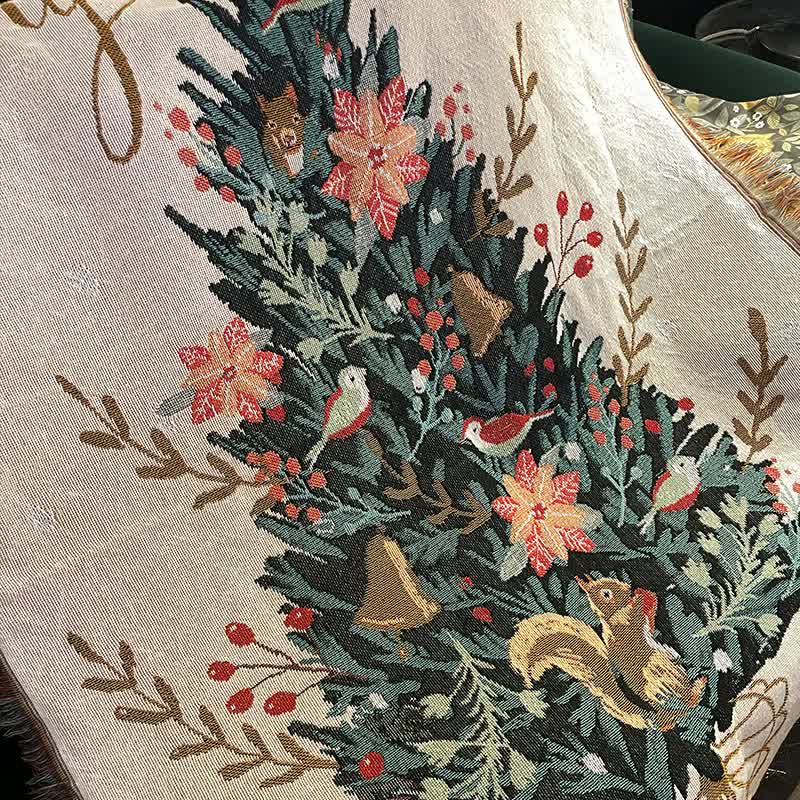 Off white Christmas Tree Throw Blanket | Festive Sofa Cover for Holiday Decor, 110x160cm 4