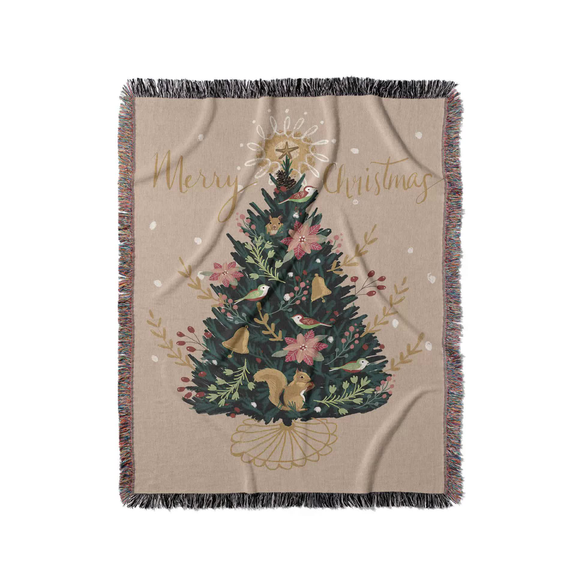 Off white Christmas Tree Throw Blanket | Festive Sofa Cover for Holiday Decor, 110x160cm 5