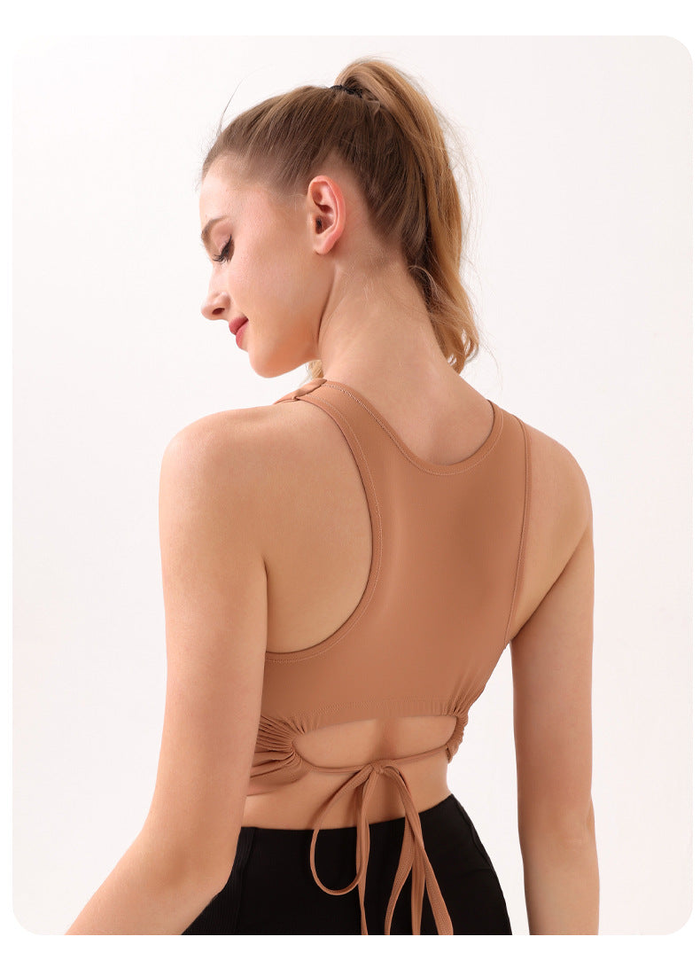 Black Summer Elastic Running Sports Vest with Padded Bra, Sleeveless Yoga Tank Top - L Size 5