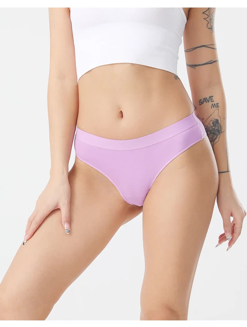 4 pcs Women's Sexy Low-Waist Cotton Thong Underwear, Size M 7