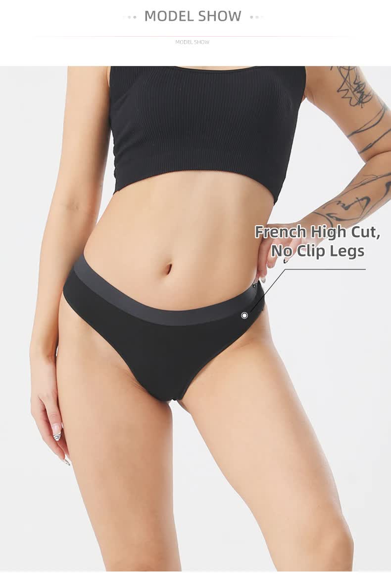 4 pcs Women's Sexy Low-Waist Cotton Thong Underwear, Size XL 3