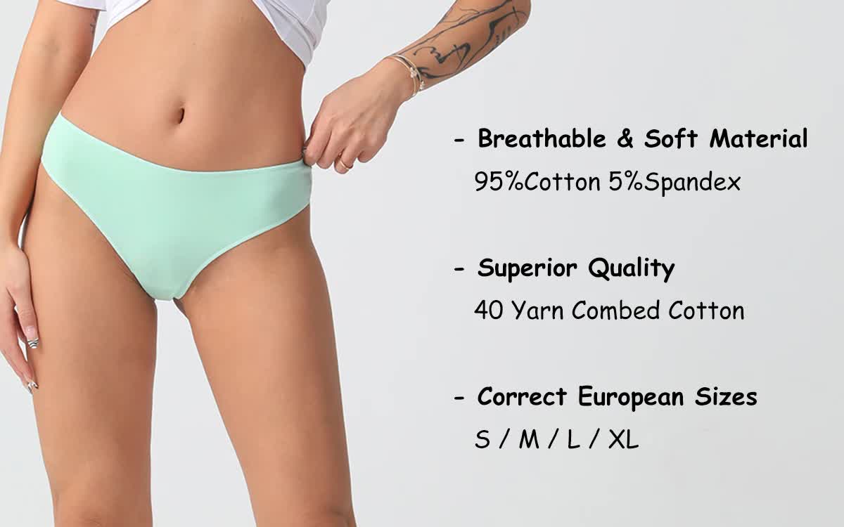 3 pcs Women's Low Waist Cotton Sexy Thong Underwear size M 5
