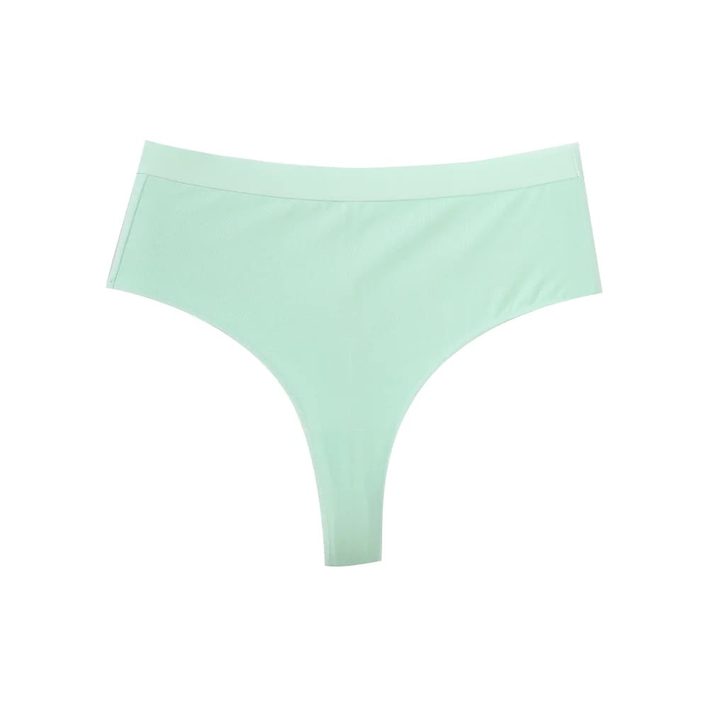 3 pcs（MINT green+Black+Violet） High-Waisted Solid Color Cotton Comfort Plus Size Tummy Control Thong Panties for Women – Size S