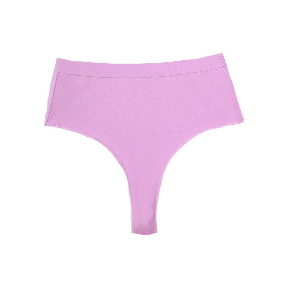 3 pcs（MINT green+Black+Violet） High-Waisted Solid Color Cotton Comfort Plus Size Tummy Control Thong Panties for Women – Size L
