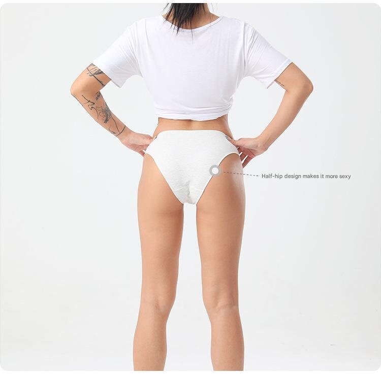 Light Grey 4 pcs High-Waisted Cotton Bikini Briefs for Women, Slim Fit & Comfortable XL Size 6
