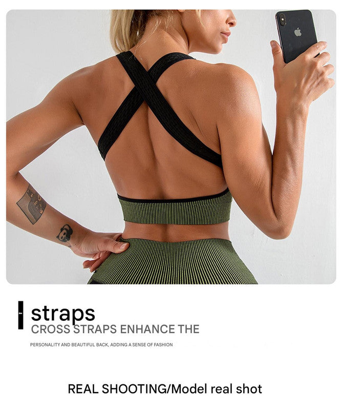 Army Green High Waist Yoga Set for Women – Sports Bra, Long Sleeve Shirt & Leggings 3-Piece Workout Set Size S 6