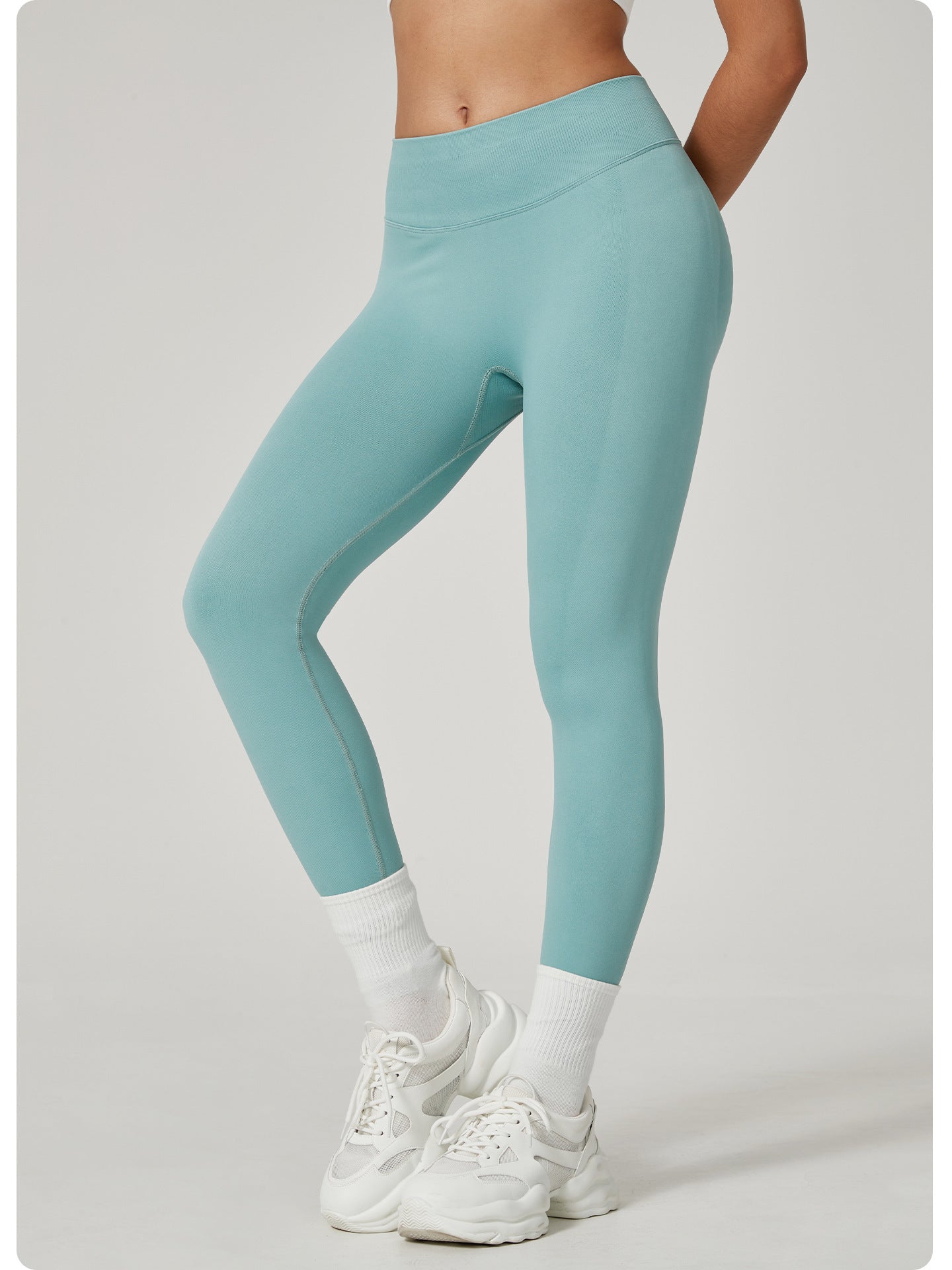 Dark Blue High-Waisted Butt Lift Yoga Pants for Women - Peach Hip Design, Full-Length Leggings, Workout and Fitness Activewear size L 6