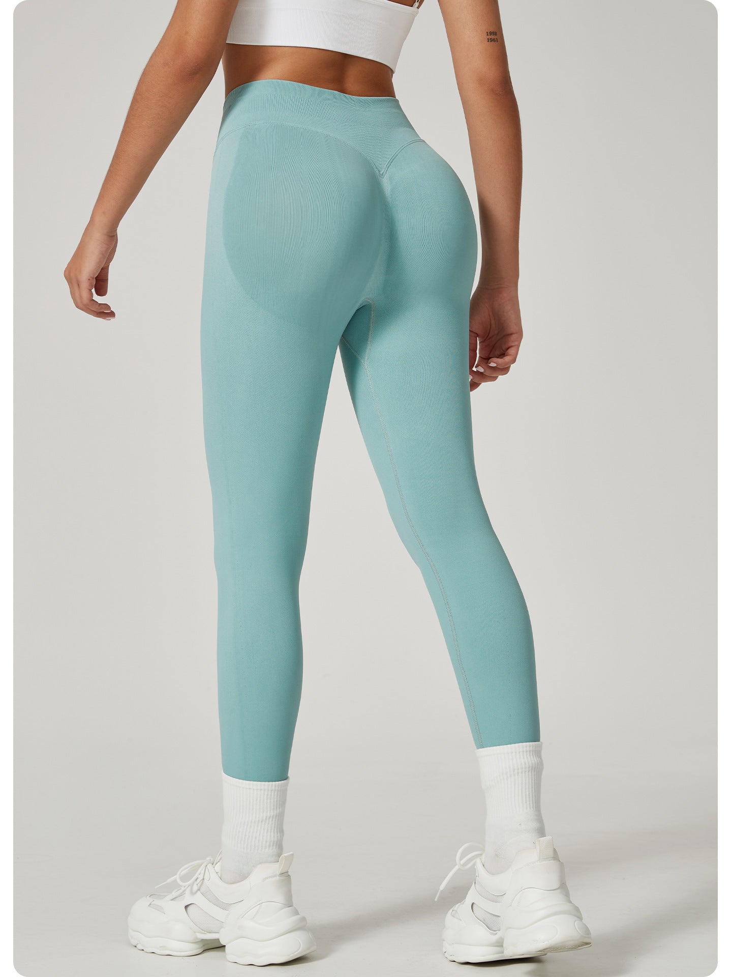 Dark Blue High-Waisted Butt Lift Yoga Pants for Women - Peach Hip Design, Full-Length Leggings, Workout and Fitness Activewear size L 7