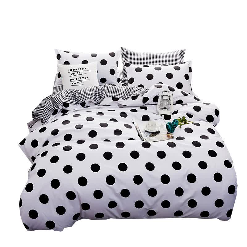Black Polka Dot Premium Three-Piece Bedding Set - Comfortable Polyester with Adjustable Corner Straps (Quilt Cover 173*230CM + Pillowcase 51*76CM*2) 4