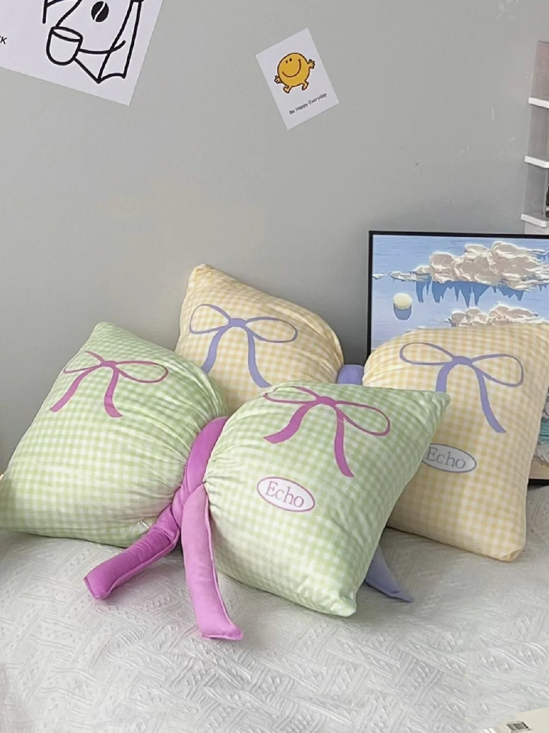 Green Cute Butterfly Knot Pillow | Soft Bed & Seat Cushion, Decorative Throw Pillow for Home & Car 65x40cm 3