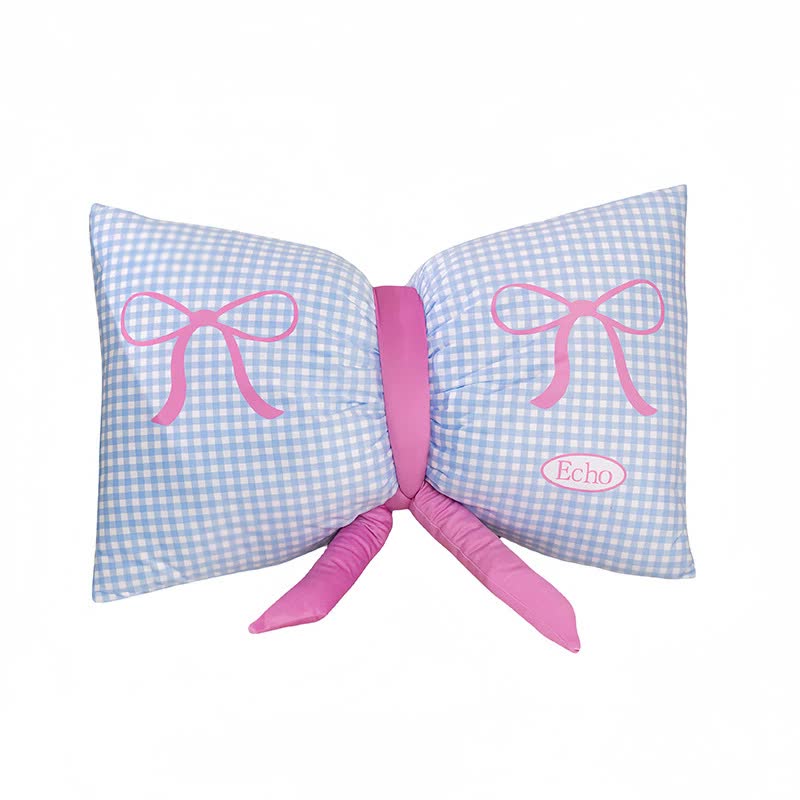 Blue Cute Butterfly Knot Pillow | Soft Bed & Seat Cushion, Decorative Throw Pillow for Home & Car 65x40cm