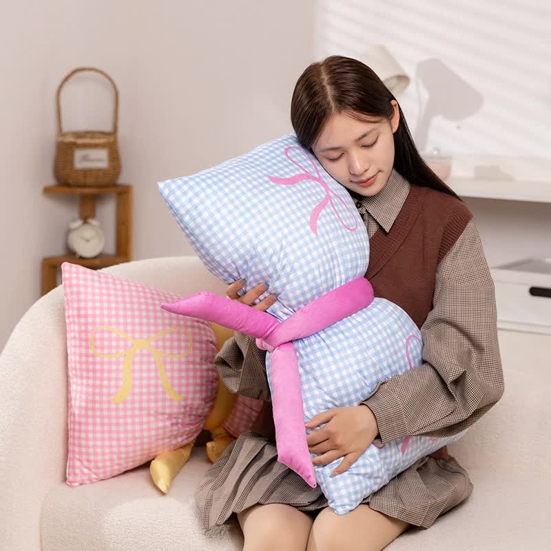 Blue Cute Butterfly Knot Pillow | Soft Bed & Seat Cushion, Decorative Throw Pillow for Home & Car 65x40cm 3