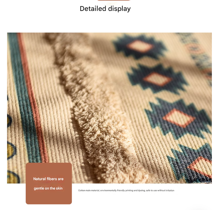 Handwoven Cotton Tassel Floor Rug for Bedroom or Living Room|Soft, Modern Geometric Design,60x90cm 3