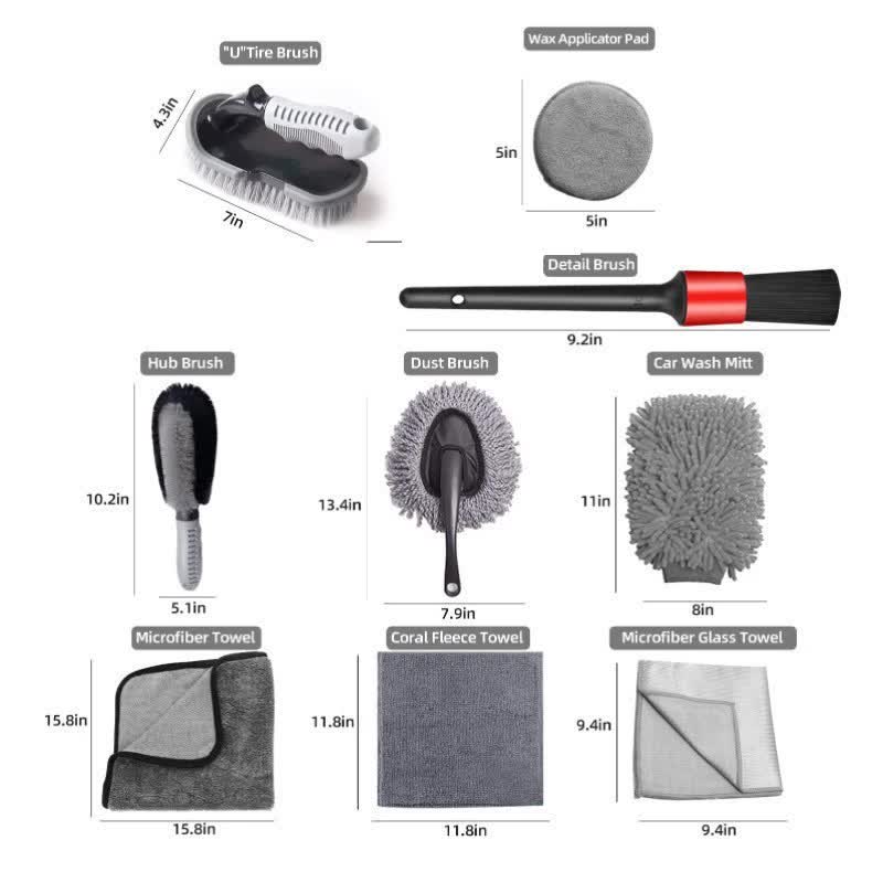 10-Piece Car Cleaning and Detailing Kit - Comprehensive Auto Wash Set with Brushes, Towels, and More 4