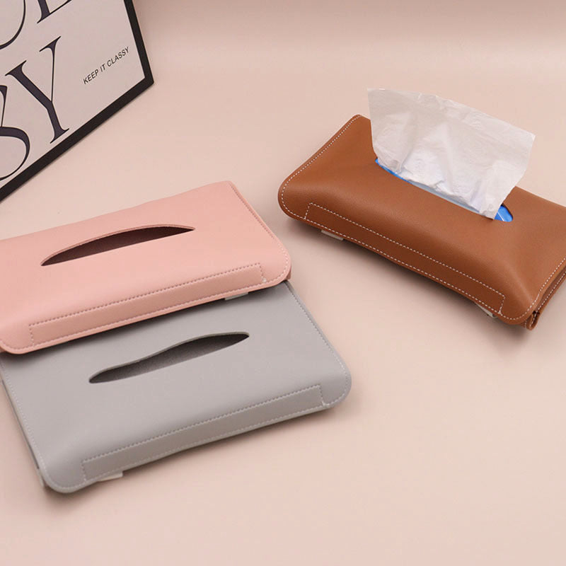 2 pcs Pink Car Sun Visor Tissue Holder – PU Leather Napkin Dispenser for Vehicle Interior 5