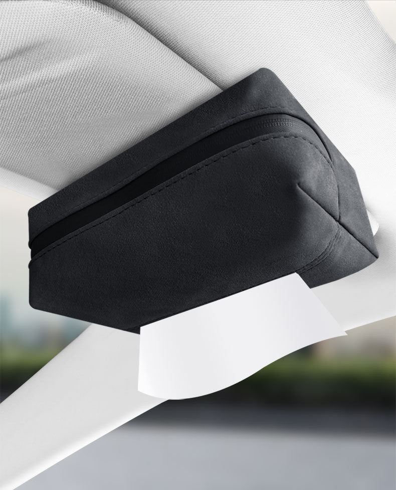 2 pcs Black Stylish Car Tissue Box for Seat Back - Car Interior Tissue Pack for Seat Back, Armrest Box, Sun Visor 18.5x12.5x7cm 3